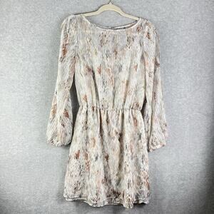 White House Black Market Cream Lined Dress Size 0 Striped Boho Cold Shoulder